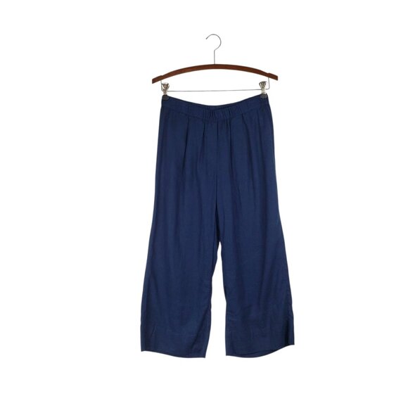 Pure Jill Elements Pull On Linen Blend Pants NWT Cropped Wide Leg Navy Size XSP - Picture 1 of 9
